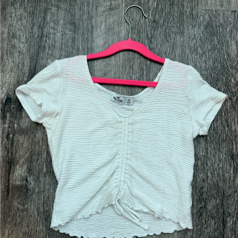 Hollister Pink Ruched Crop Blouse